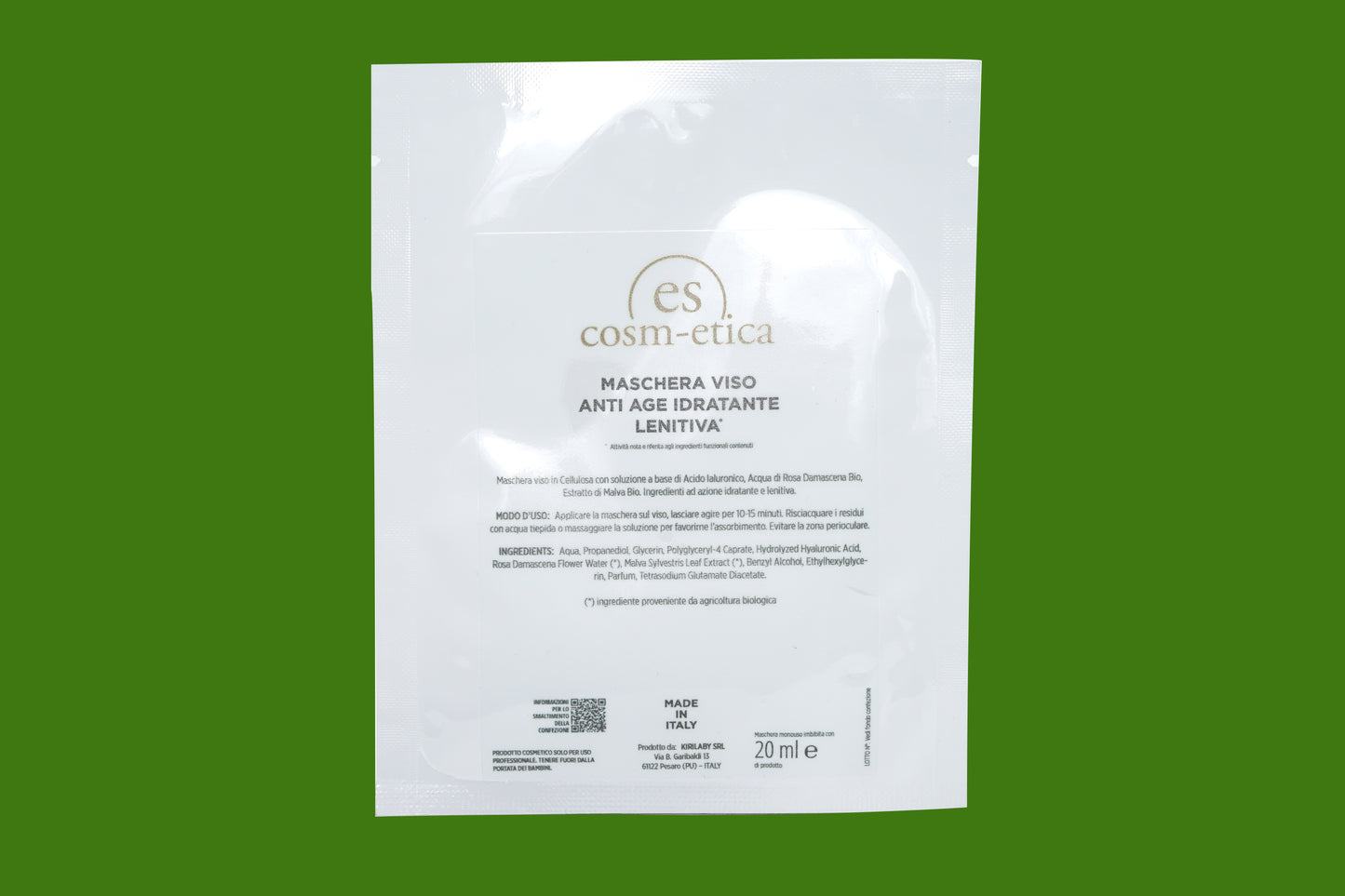 Maschera Viso Anti Age Idratante Lenitiva